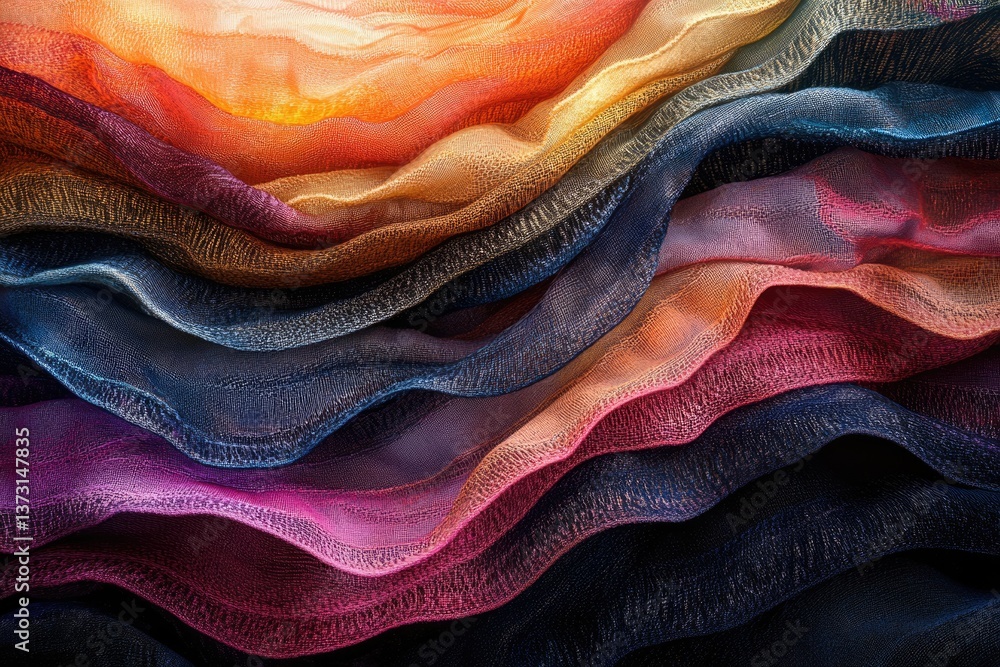 Aufkleber Layers of translucent fabric in vibrant shades create a captivating abstract and artistic composition.