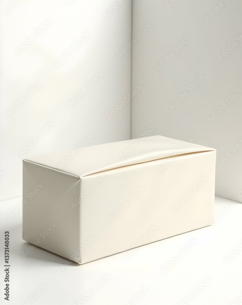 Poster sleek contemporary product box with clean lines presented in a minimalist setting showcasing packagi