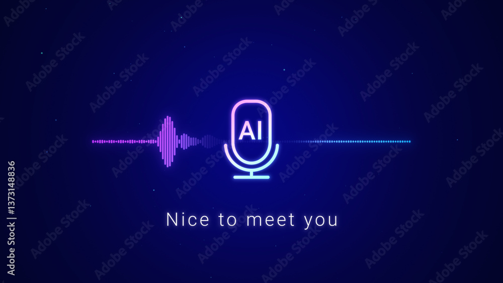 Poster smart ai voice recognition personal assistant technology concept, artificial intelligence chat app s