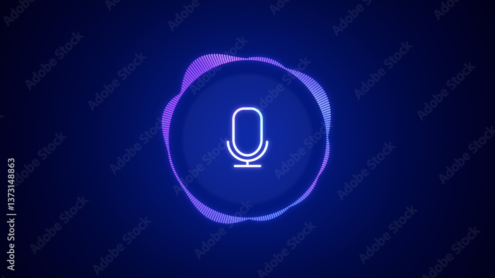 Poster ai voice recognition personal assistant technology concept, smart artificial intelligence app screen