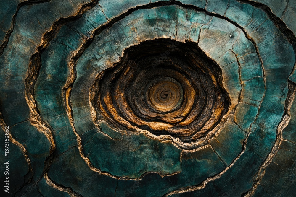 Poster A captivating view into the concentric growth rings of a hollow tree trunk, showcasing time and texture.