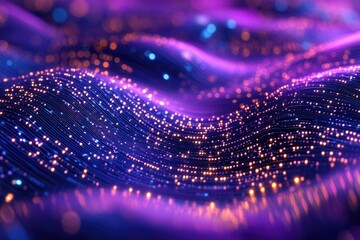 An abstract purple and blue background showcasing data flow or energy waves with a futuristic, digital feel.