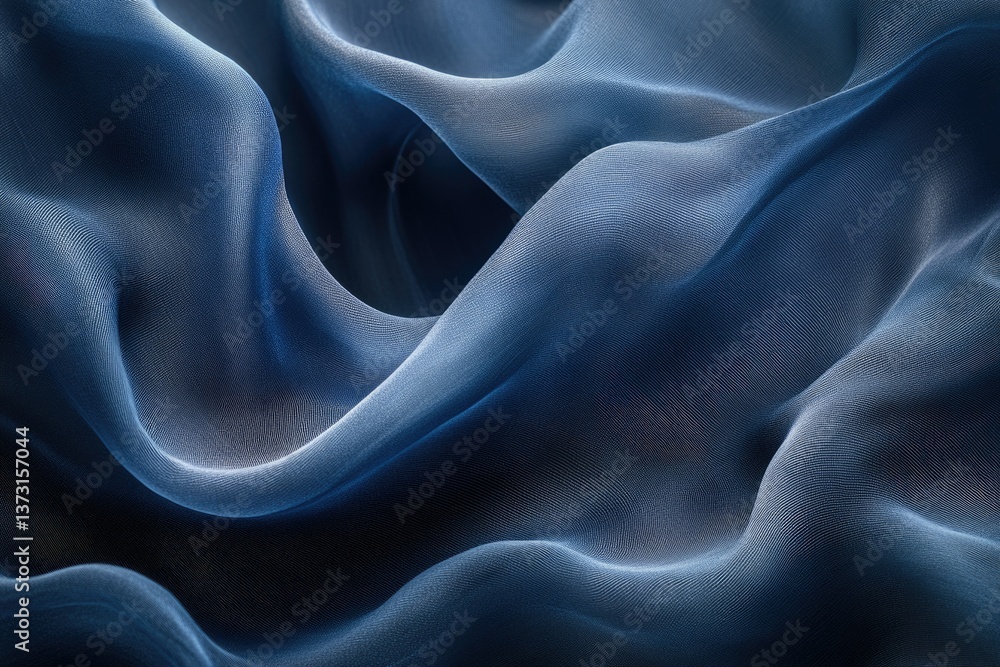 Poster elegant blue fabric with subtle waves creates a serene and calming abstract composition, with a focu