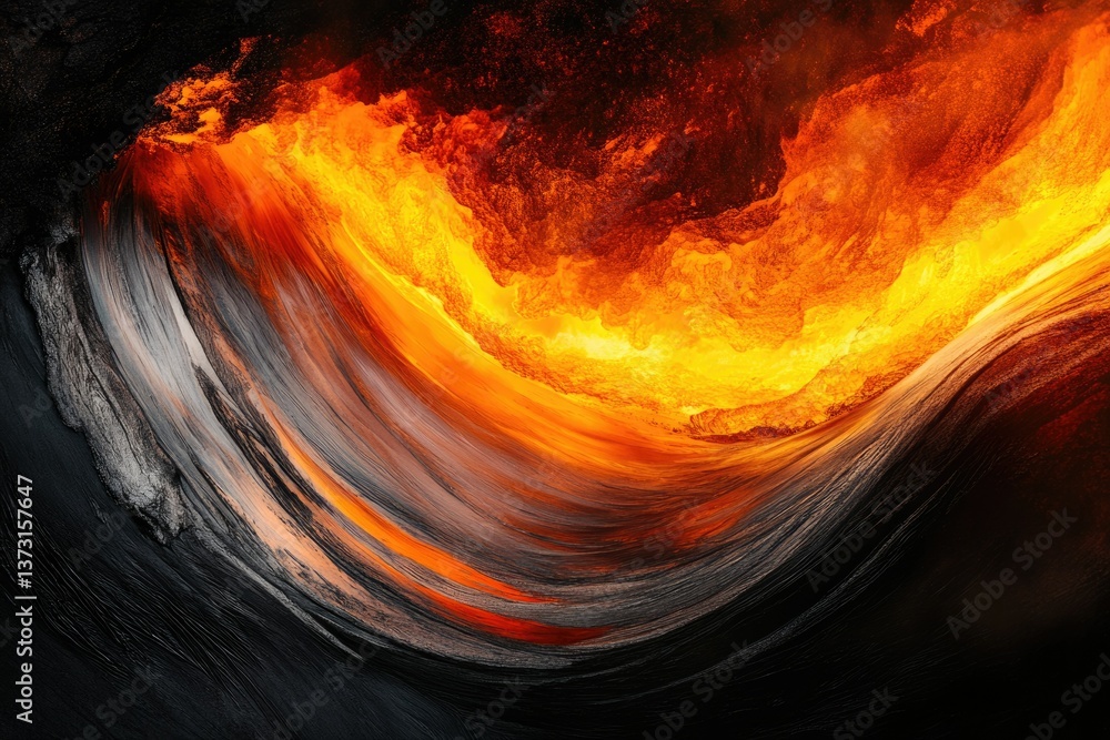 Leinwandbilder fiery vortex of molten rock, a powerful display of volcanic activity and contrasting textures creati