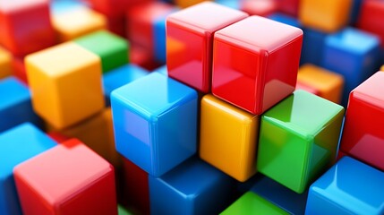 Fototapeta premium Abstract 3d colorful cubes in vibrant geometry design artwork