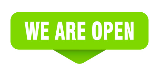 we are open sticker. we are open sign on transparent background