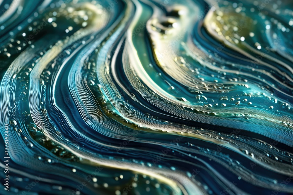 Leinwandbilder a mesmerizing abstract design featuring flowing lines of turquoise, teal, and gold, adorned with wat