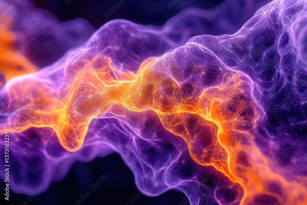Aufkleber Abstract image showcasing swirling patterns in vibrant shades of orange and purple, creating a dynamic and flowing visual experience.