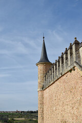 Castle keep with medieval Gothic roofs showing aspects as fantasy and stories
