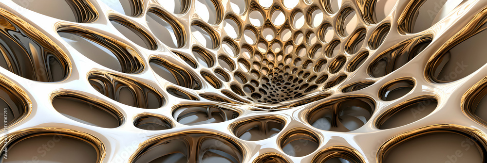 Poster abstract 3d gold and white circular pattern background