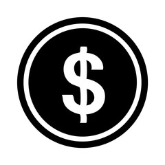 Obraz premium Dollar Symbol Icon: A simple yet powerful depiction of the dollar symbol, prominently displayed within a circular frame, symbolizing finance and value.