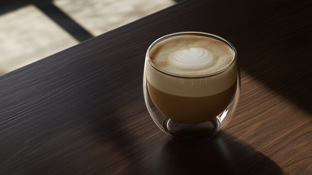 cup of coffee on dark oak table