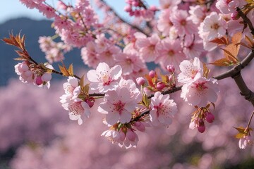 Fototapeta premium Cherry Blossom Beauty and Delicate Floral Arrangements for a Stunning Nature Display