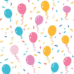 Bright balloons, joyful streamers, and colorful confetti create a festive backdrop perfect for any celebration.