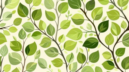Fototapeta premium Discover a vibrant vector pattern of green leaves, perfect for ecofriendly packaging and natural beauty products.