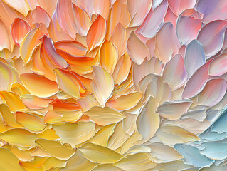 Abstract Colorful Floral Painting with Pastel and Orange Hues