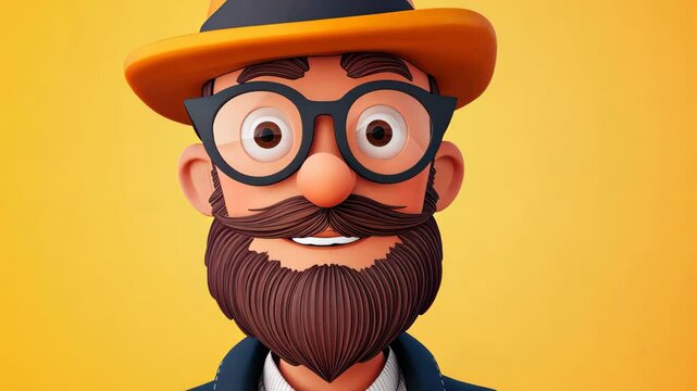 Discover a quirky 3D avatar of a hipster software engineer, designed with a playful cartoon style thats sure to bring a smile