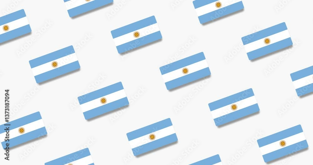 Poster moving pattern of argentine flags with tilt on a black and white background