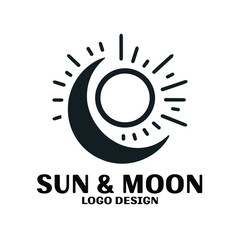 Sun & Moon Vector Logo Design