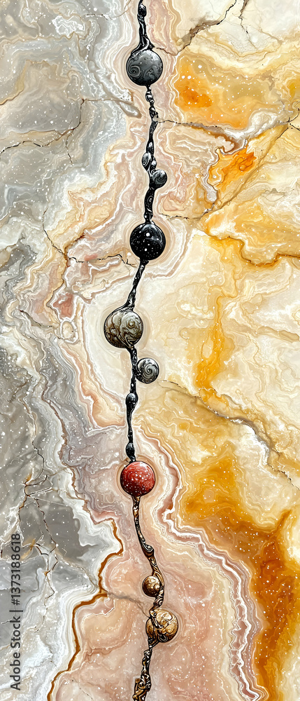 Aufkleber abstract colorful stone texture with vertical bead pattern