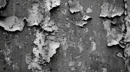 Fototapeta premium Corroded metal surface with grungy industrial texture in grayscale. Monochrome industrial background