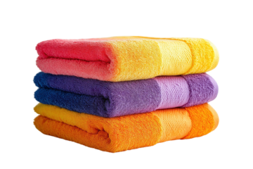 Colorful stacked towels perfect for dry off after bath, beach day, or spa visit in a vibrant and cheerful setting