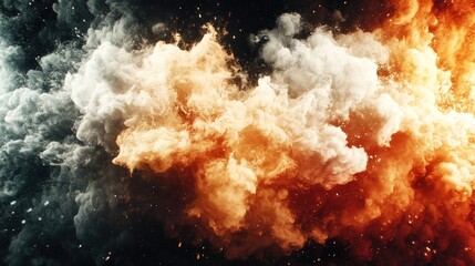 A captivating blend of cool blues and fiery oranges in a cloudy swirl