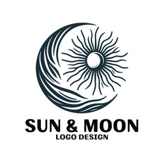 Sun & Moon Vector Logo Design