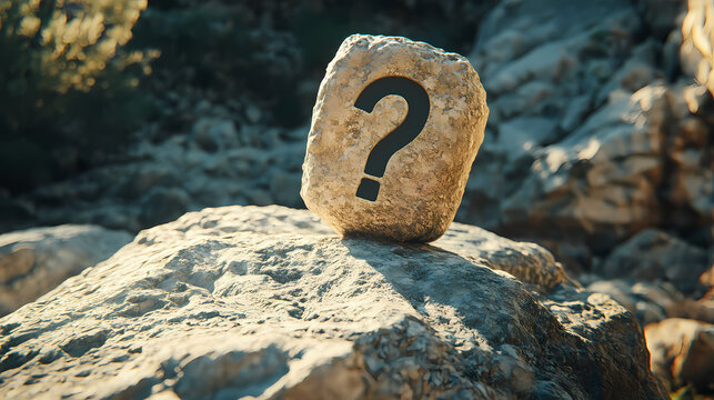 Question mark on rock. Cryptic Symbols. Illustration