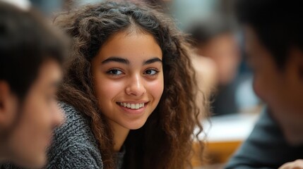 A group of students brainstorming solutions to a problem in a classroom, Critical Thinking, Creative and collaborative