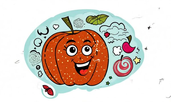 cartoon toffee apple with thought bubble as a printed sticker creative drawing