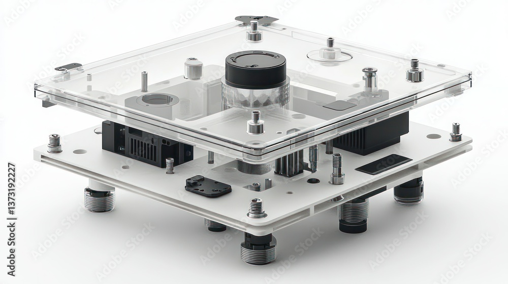 Poster transparent modular device, layered components