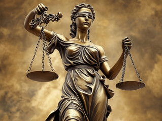 Statue of Lady Justice holding scales and sword, symbolizing fairness, justice, and the rule of law in an iconic representation of balance and law.