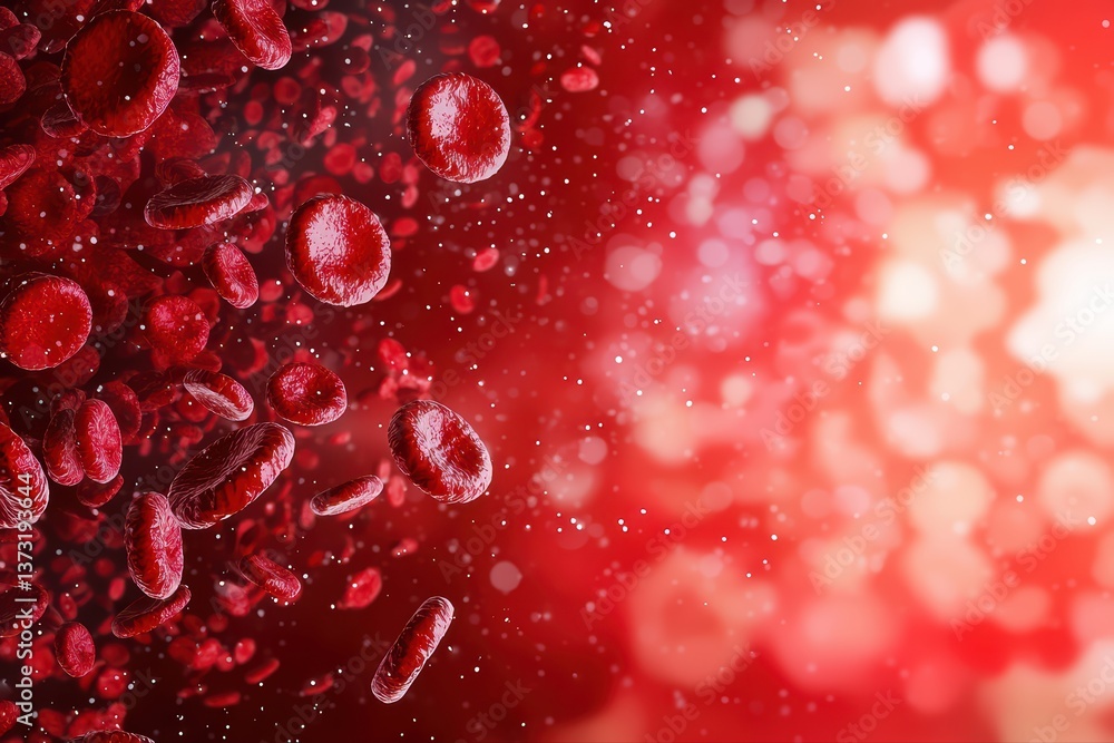 Poster red blood cells in dynamic motion on abstract background