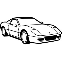 Black sports car isolated with sleek design and shiny metal finish, showcasing luxury and speed