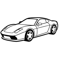 Obraz premium Black sports car isolated on white background with sleek design and shiny chrome details