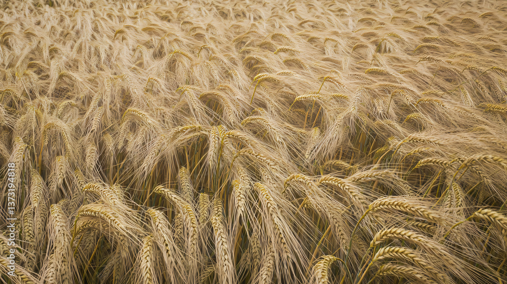 Aufkleber serene and tranquil field of wheat bathed in low-key lighting with endless rows stretching to the ho