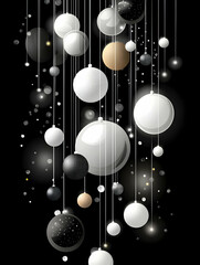 Elegant Black White Gold Silver Hanging Ornaments Festive Celebration