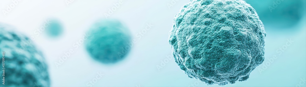 Poster microscopic view of cellular structures in blue tones