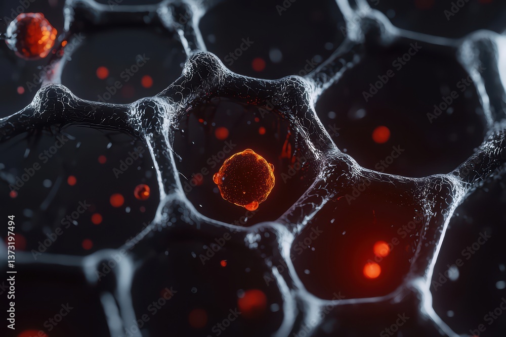 Poster close-up view of microscopic cellular structure