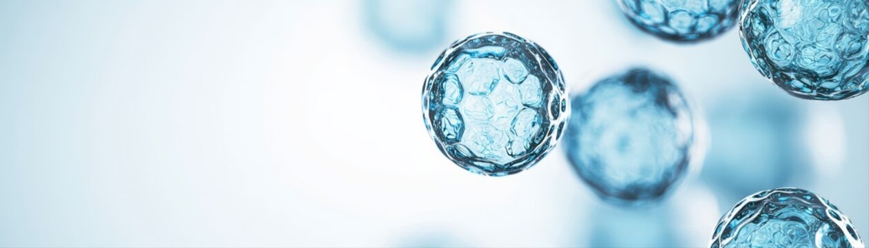 Blue transparent microbial cell structure close up