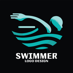 Swimmer Vector Logo Design