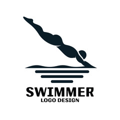 Swimmer Vector Logo Design