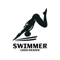 Swimmer Vector Logo Design