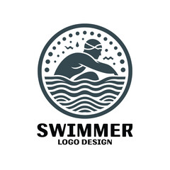 Swimmer Vector Logo Design
