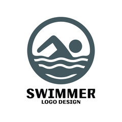 Swimmer Vector Logo Design