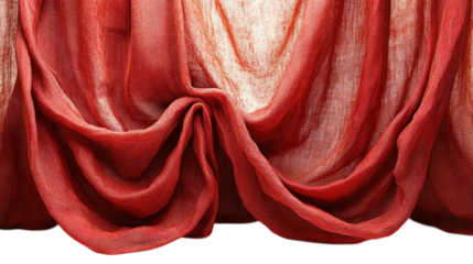 Red curtains isolated on a white background