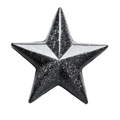 Textured black star with silver speckles on transparent background Decorative star element for graphic design, awards, and celestial concepts