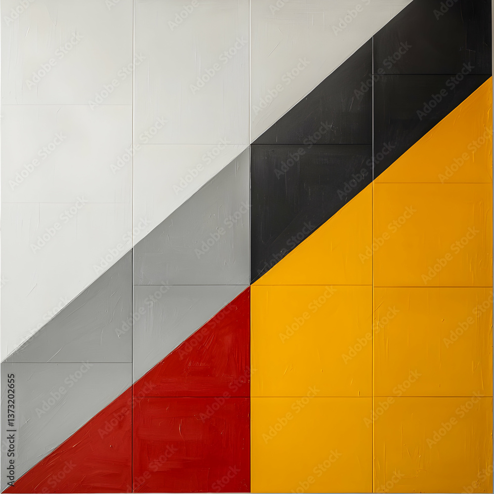 Poster abstract geometric color block painting with diagonal lines