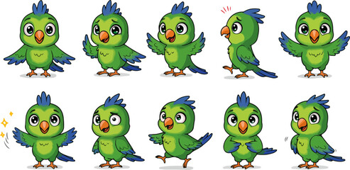 Naklejka premium set of cartoon parrots